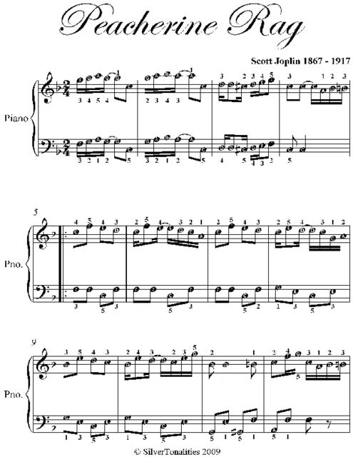 Peacherine Rag Easy Piano Sheet Music, Scott Joplin
