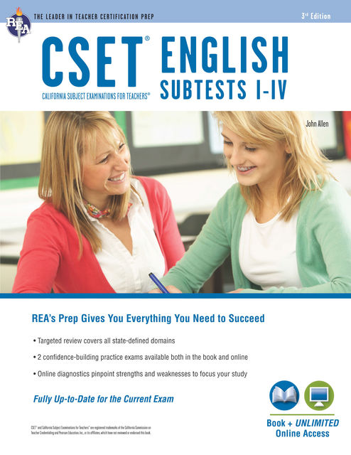 CSET English Subtests I-IV Book + Online, Editors of REA, John Allen