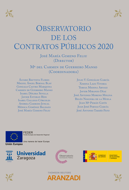 Observatorio de los contratos públicos 2020, José María Gimeno Feliu, Mª del Carmen de Guerrero Manso