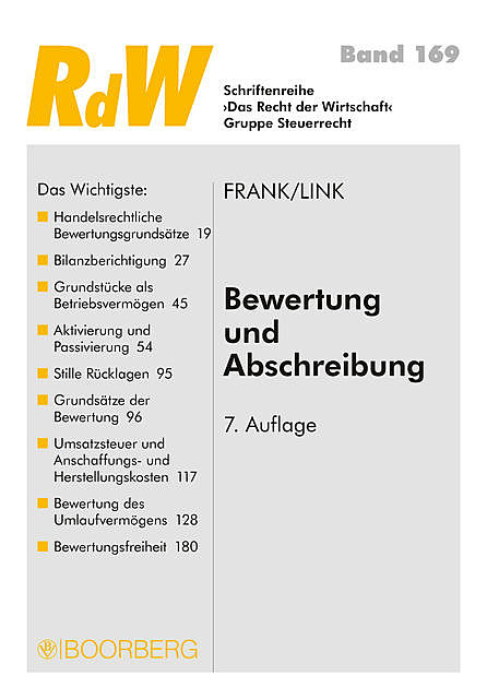 Bewertung und Abschreibung, Günter Link, Manfred Frank