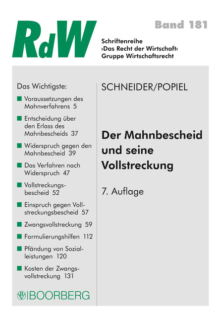 Der Mahnbescheid und seine Vollstreckung, Roman Schneider, Dominique Johanna Popiel