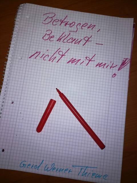 Betrogen, beklaut-nicht mit mir, Werner Thieme