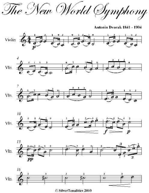 New World Symphony Easy Violin Sheet Music, Antonin Dvorak
