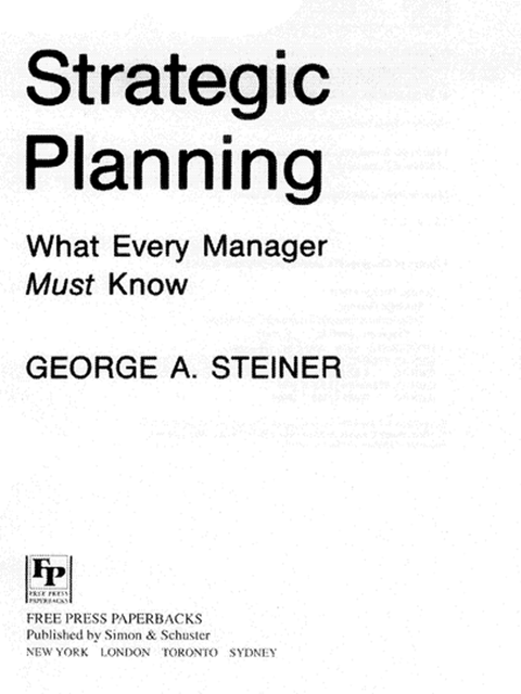 Strategic Planning, George Steiner