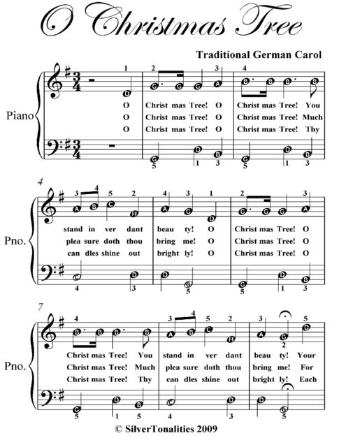 O Christmas Tree Easiest Piano Sheet Music, Traditional Carol