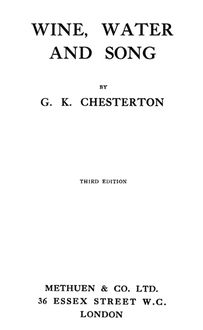 Wine, Water and Song, G.K.Chesterton