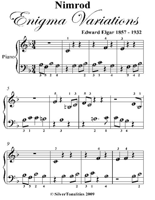 Nimrod Enigma Variations Beginner Piano Sheet Music, Edward Elgar