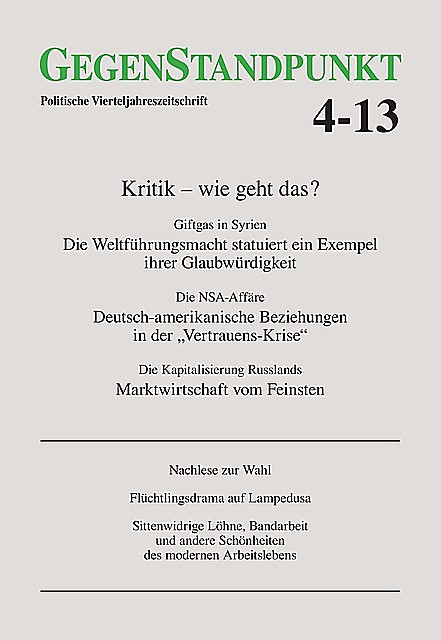 GegenStandpunkt 4–13, GegenStandpunkt Verlag München