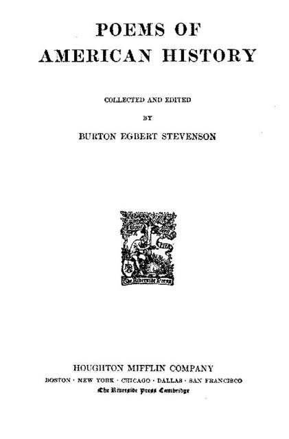Poems of American History, Burton Egbert Stevenson