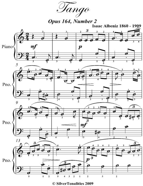 Tango Opus 165 Number 2 Easy Piano Sheet Music, Isaac Albeniz