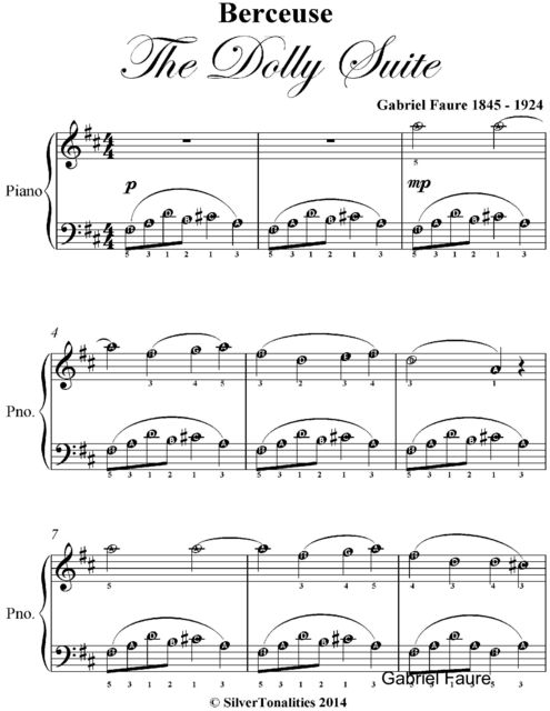 Berceuse the Dolly Suite Easiest Piano Sheet Music, Gabriel Faure