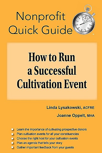 How to Run a Successful Cultivation Event, Joanne Oppelt, Linda Lysakowski
