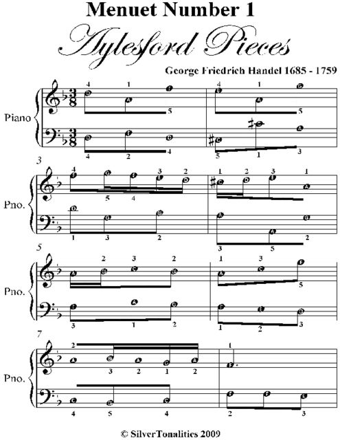Menuet 1 Aylesford Pieces Easy Piano Sheet Music, George Friedrich Handel