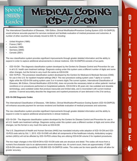 Medical Coding: Icd-10-Cm Speedy Study Guides, Speedy Publishing