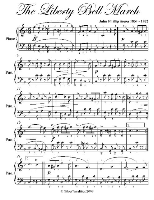 Liberty Bell March Easy Piano Sheet Music, John Philip Sousa