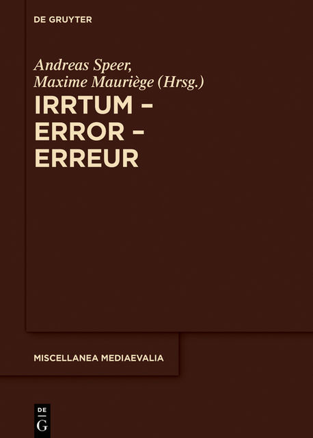 Irrtum – Error – Erreur, Andreas Speer, Maxime Mauriège
