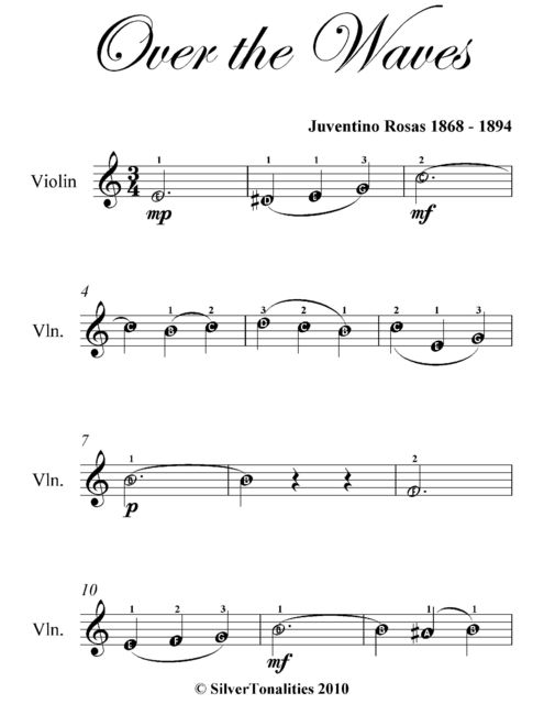 Over the Waves Easy Violin Sheet Music, Juventino Rosas