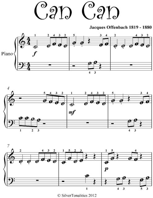 Can Can Beginner Piano Sheet Music, Jacques Offenbach