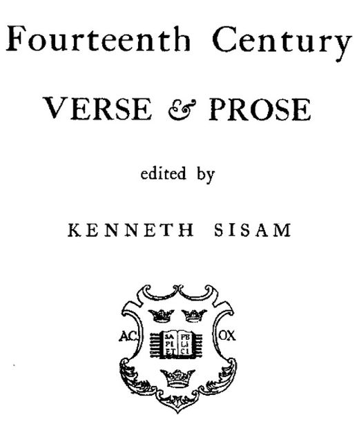 Fourteenth Century Verse & Prose, Kenneth Sisam