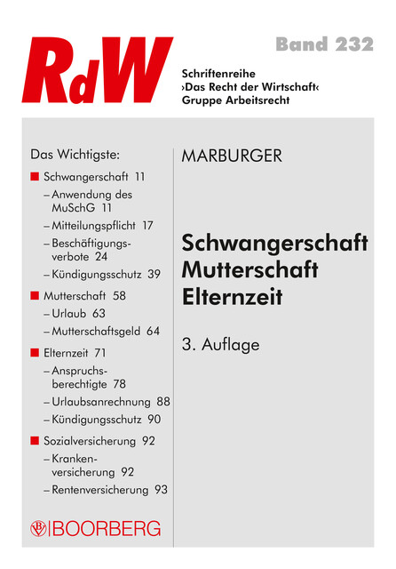 Schwangerschaft – Mutterschaft – Elternzeit, Horst Marburger