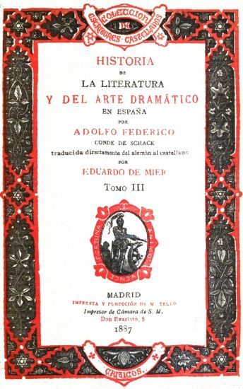 Historia de la literatura y del arte dramático en España, tomo III, Adolf Friedrich von Schack