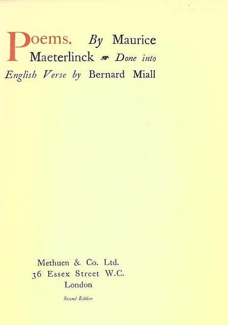 Poems, Maurice Maeterlinck
