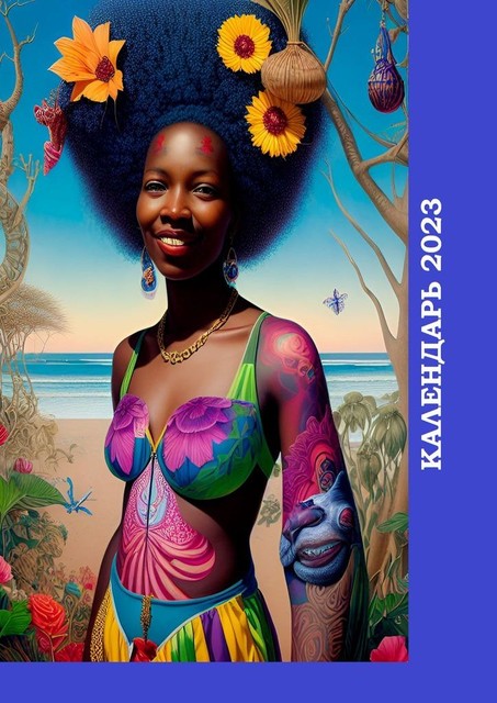 Календарь-2023. Женщины Африки, цветочный художественный стиль, Валерий Жиглов