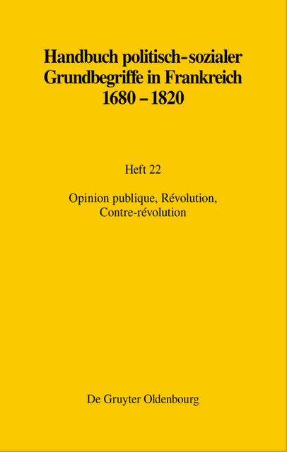 Opinion publique, Révolution, Contre-révolution, Hans-Jürgen Lüsebrink, Jörn Leonhard