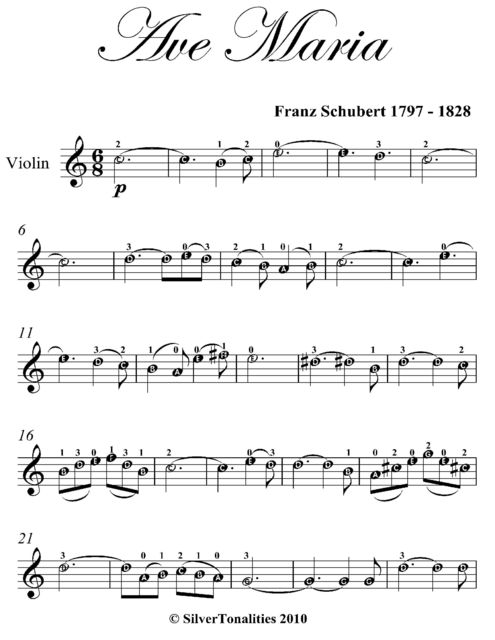 Ave Maria Easy Violin Sheet Music, Franz Schubert