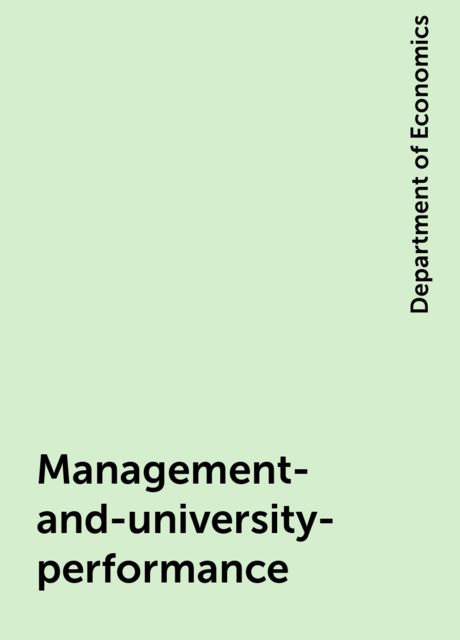 Management-and-university-performance, Department of Economics