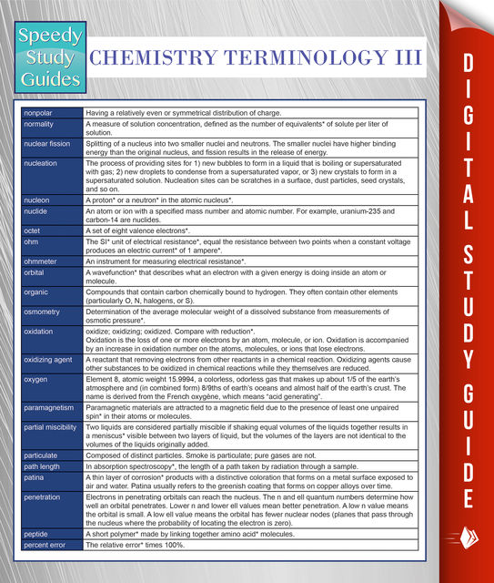 Chemistry Terminology III, Speedy Publishing
