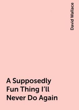 A Supposedly Fun Thing I'll Never Do Again, David Foster Wallace