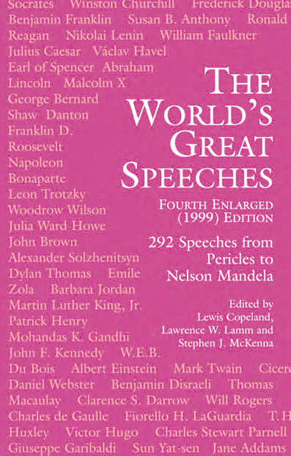 The World's Great Speeches, Stephen McKenna, LAWRENCE W.LAMM, LEWIS COPELAND
