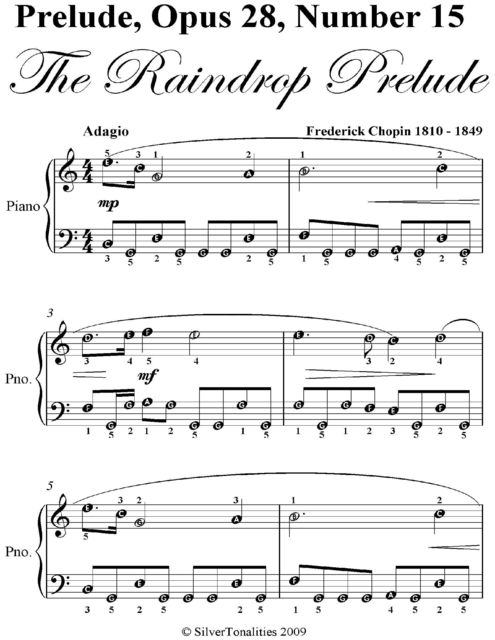 Raindrop Prelude Opus 28 Number 15 Easiest Piano Sheet Music, Frederick Chopin