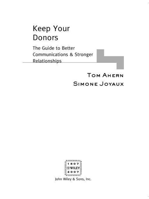 Keep Your Donors, Tom Ahern, Simone Joyaux