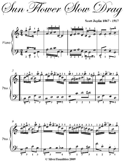 Sun Flower Slow Drag Easy Piano Sheet Music, Scott Joplin