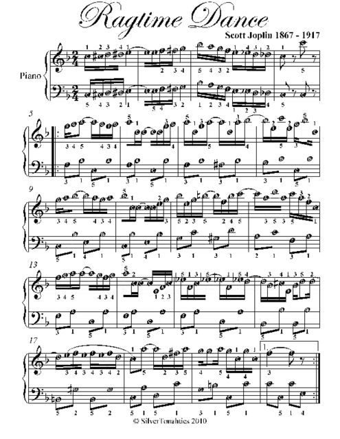 Ragtime Dance Easy Piano Sheet Music, Scott Joplin