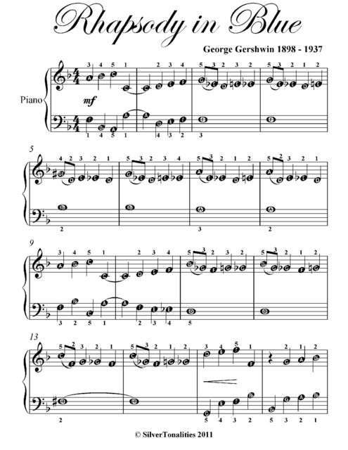 Rhapsody in Blue Easiest Piano Sheet Music, George Gershwin