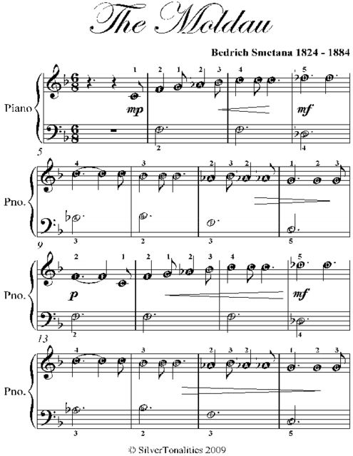 The Moldau Easiest Piano Sheet Music, Bedrich Smetana