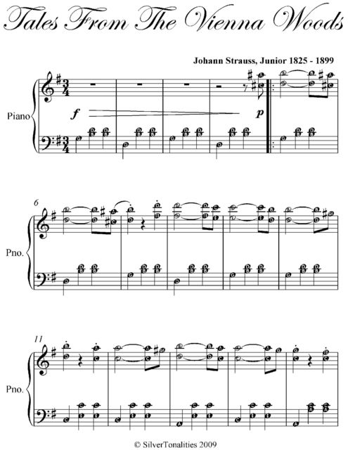 Tales from the Vienna Woods Intermediate Piano Sheet Music, Johann Strauss, Junior
