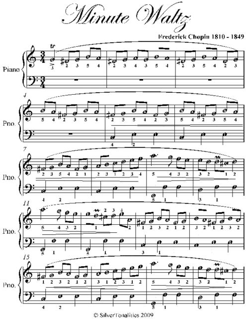 Minute Waltz Easy Piano Sheet Music, Frederick Chopin