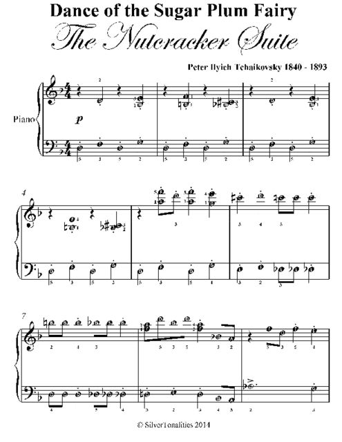 Dance of the Sugar Plum Fairy the Nutcracker Suite Easy Elementary Piano Sheet Music, Peter Ilyich Tchaikovsky