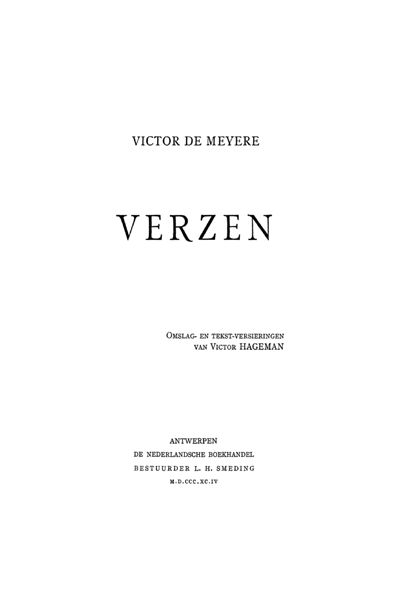 Verzen, Victor de Meyere