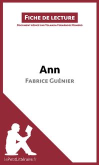 Ann de Fabrice Guénier (Fiche de lecture), lePetitLittéraire.fr, Yolanda Fernández Romero