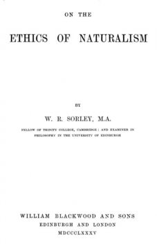 On the Ethics of Naturalism, W.R. Sorley