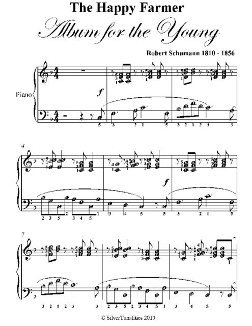 Happy Farmer Elementary Piano Sheet Music, Robert Schumann
