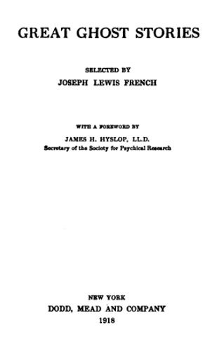 Great Ghost Stories, Joseph Lewis French