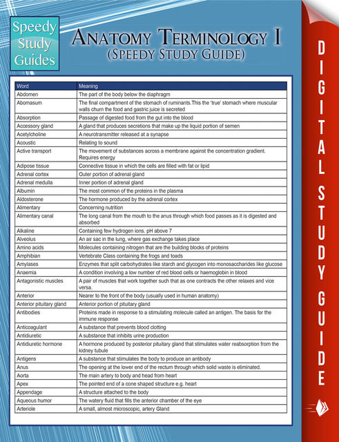 Anatomy Terminology I (Speedy Study Guide), Speedy Publishing
