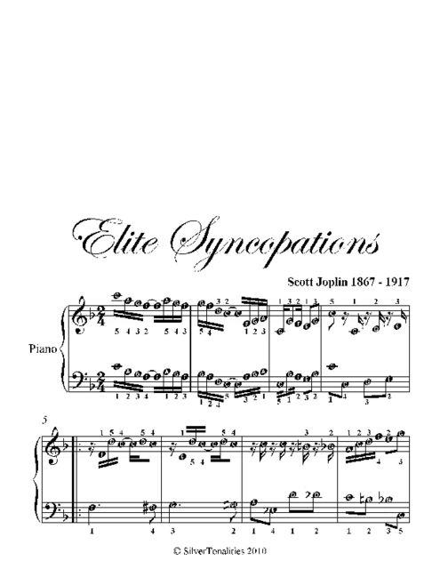 Elite Syncopations Easy Piano Sheet Music, Scott Joplin