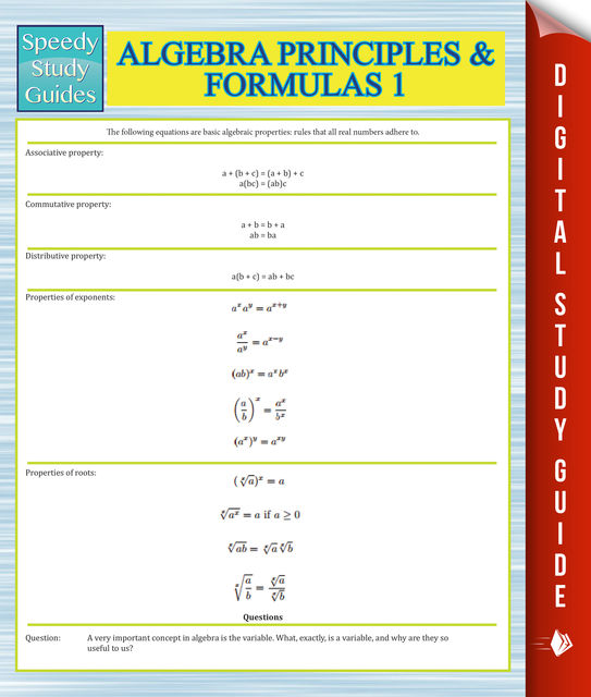 Algebra Principles And Formulas 1 (Speedy Study Guides), Speedy Publishing